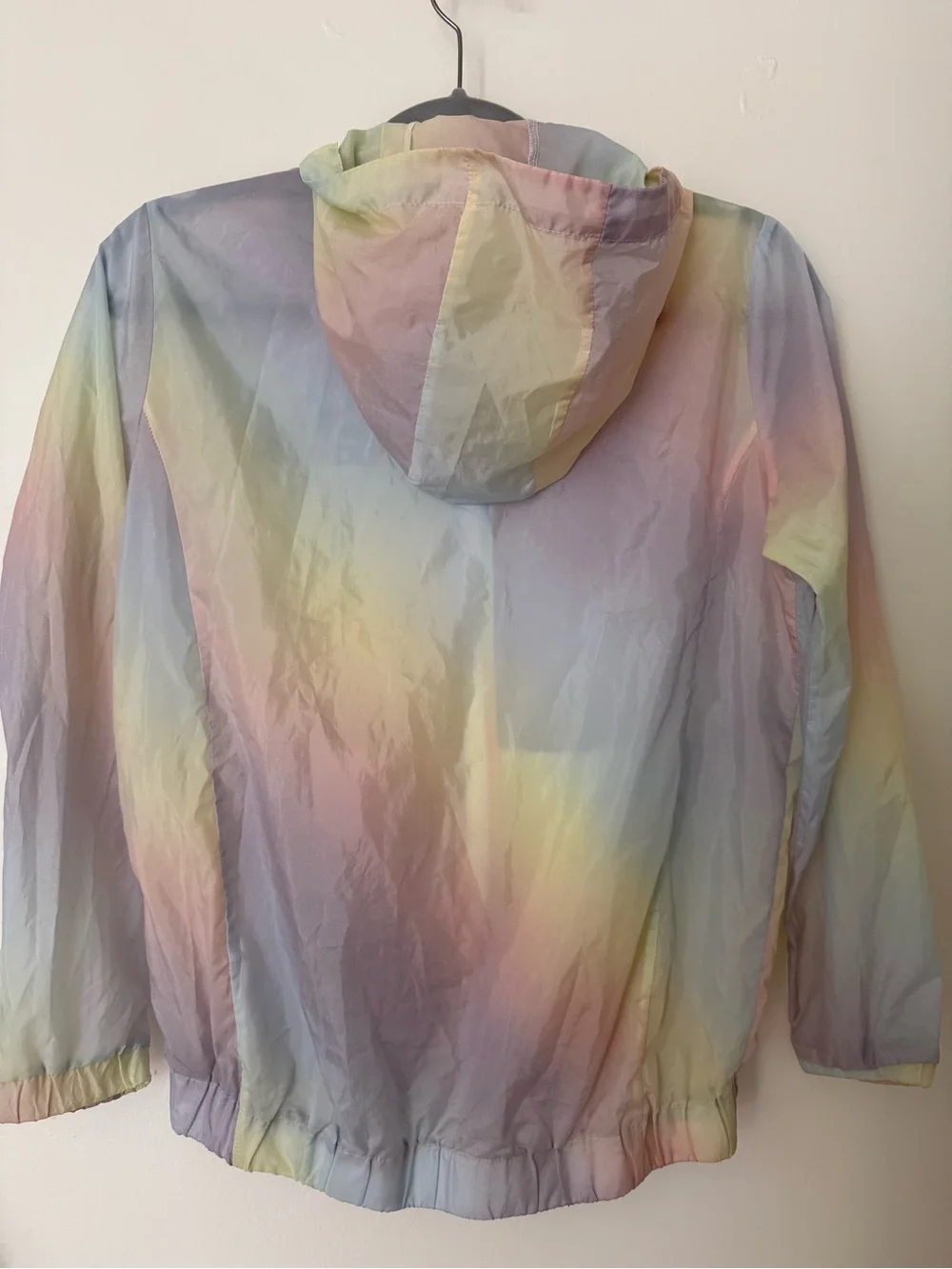 Adidas Girls Pastel Hooded Windbreaker Jacket Size Large 14 Full Zip Lightweight